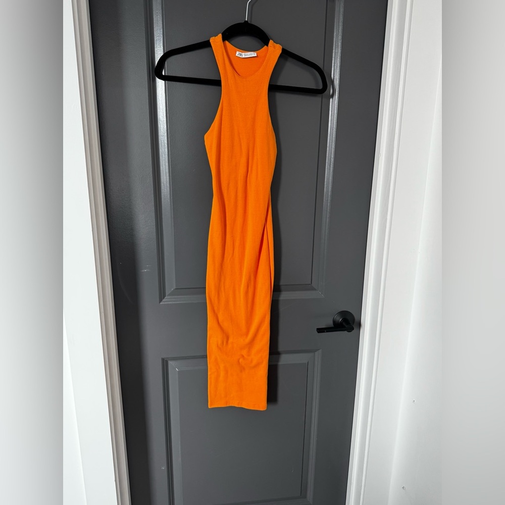 Zara Bold Orange Tank Top Dress